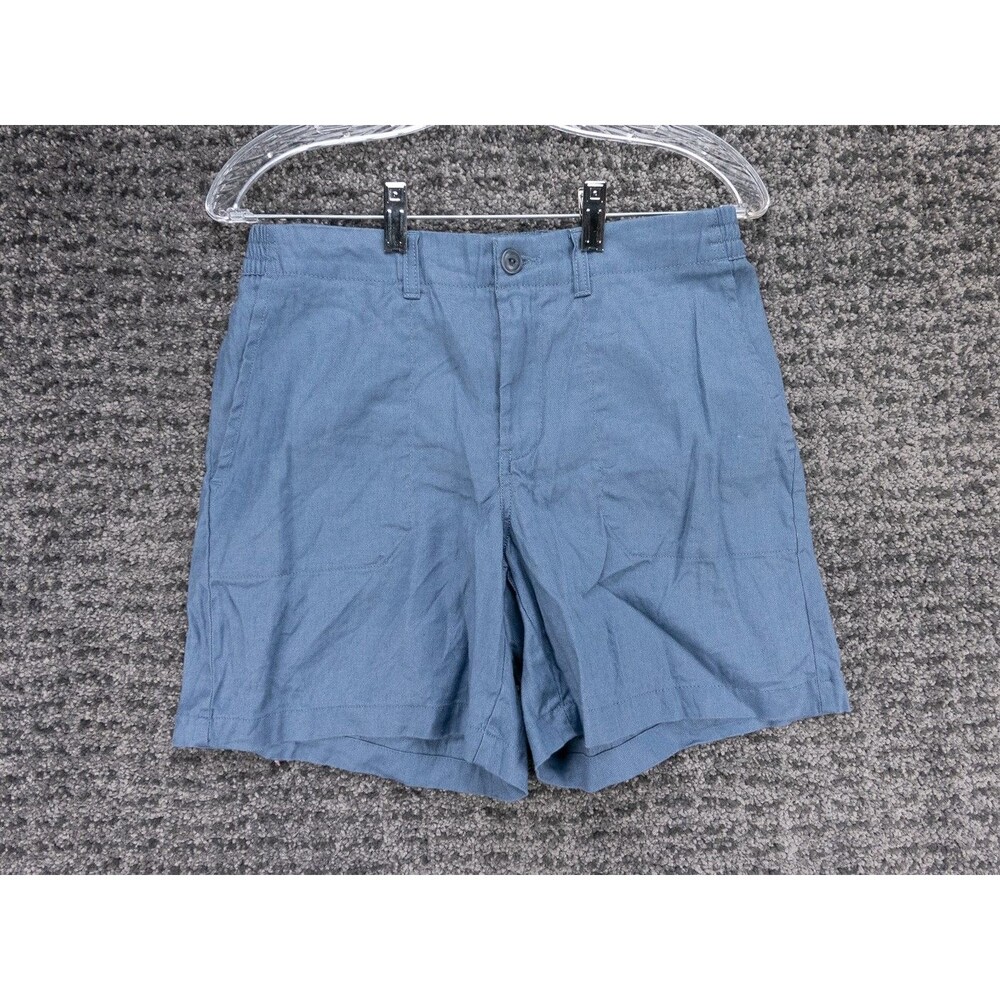LL Bean Shorts Womens 8 Blue Chino Elastic Waist Stretch Cotton Linen Beach Hike